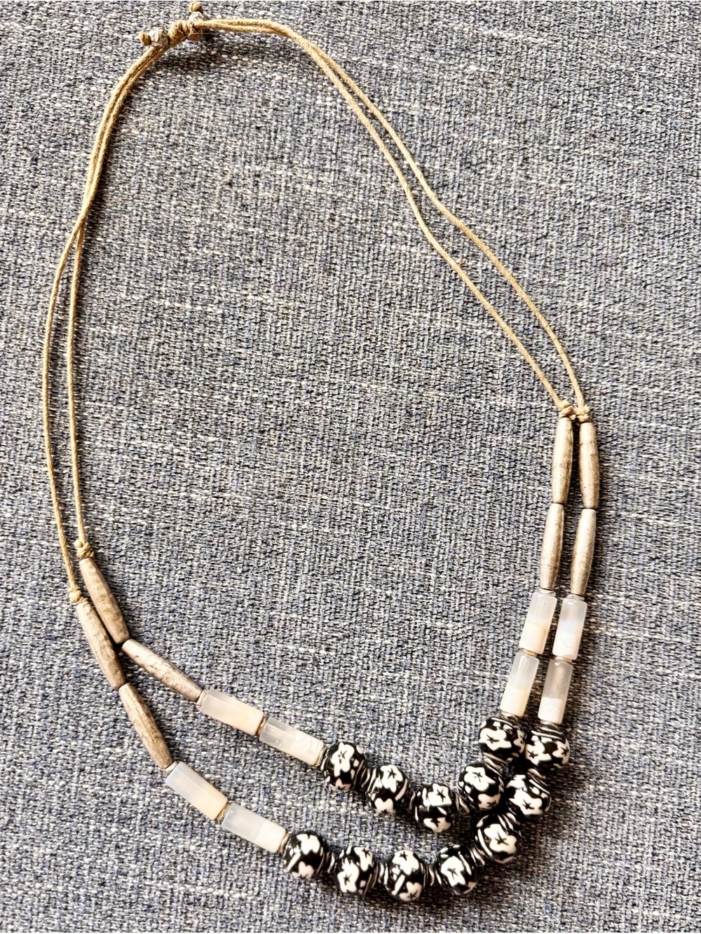 J. Jill Black & Cream Multi-Strand Beaded Necklace